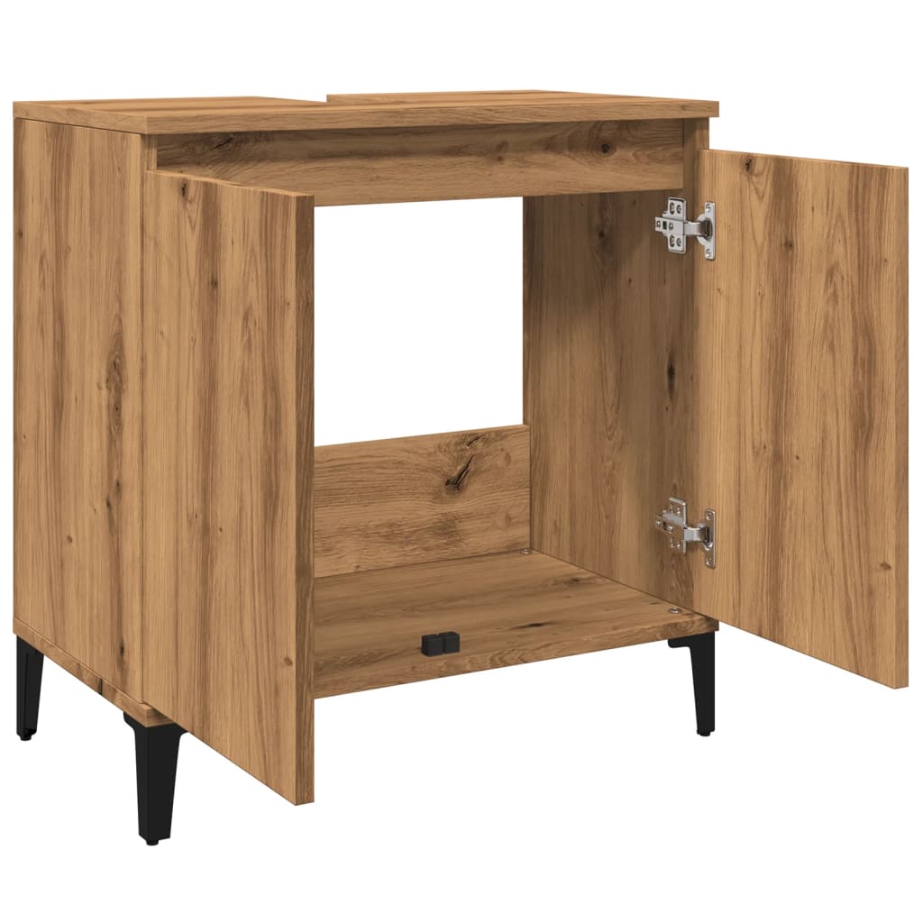 Armoire d’évier chêne artisanal 58x33x60 cm bois d’ingénierie - Meubles-lavabos de salle de bains