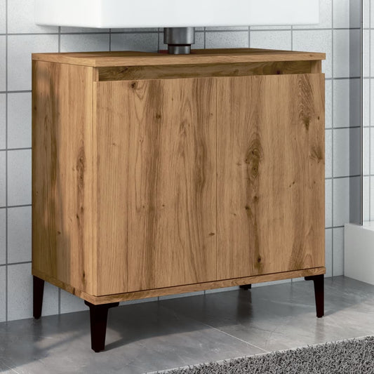 Armoire d’évier chêne artisanal 58x33x60 cm bois d’ingénierie - Meubles-lavabos de salle de bains