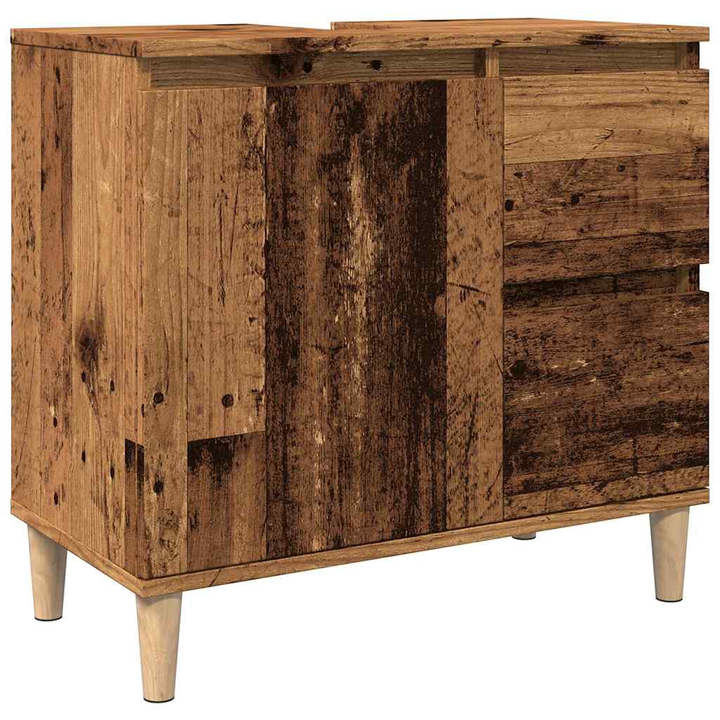 Armoire lavabo vieux bois 65x33x60 cm bois d’ingénierie - Meubles-lavabos de salle de bains