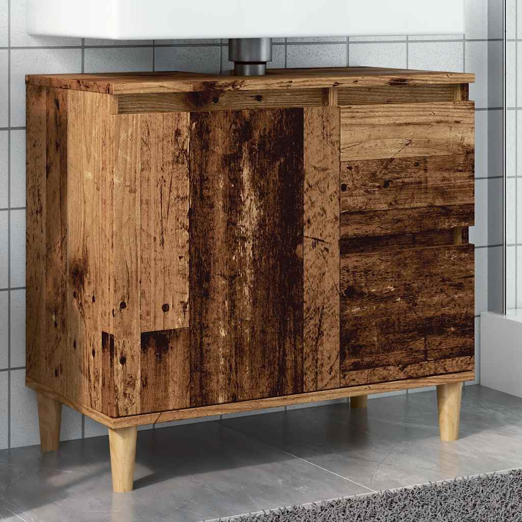 Armoire lavabo vieux bois 65x33x60 cm bois d’ingénierie - Meubles-lavabos de salle de bains