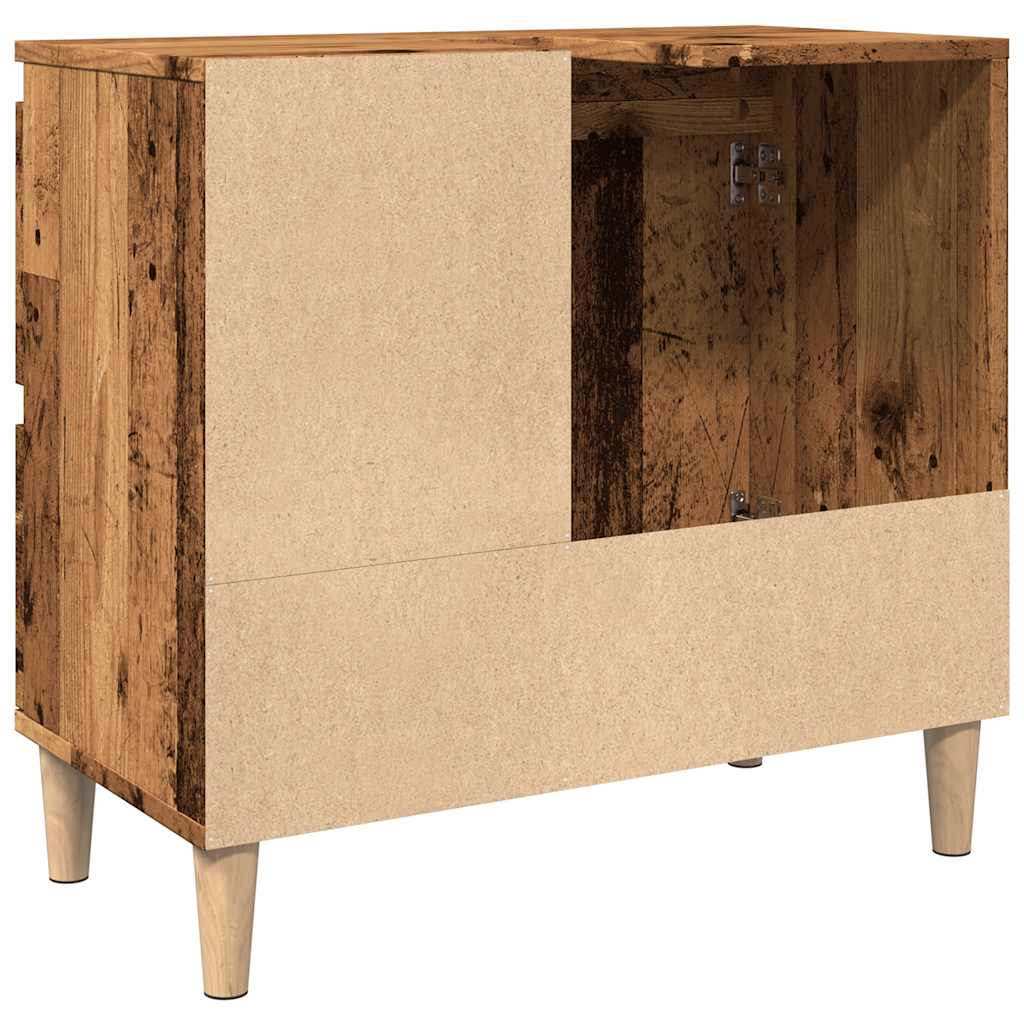 Armoire lavabo vieux bois 65x33x60 cm bois d’ingénierie - Meubles-lavabos de salle de bains