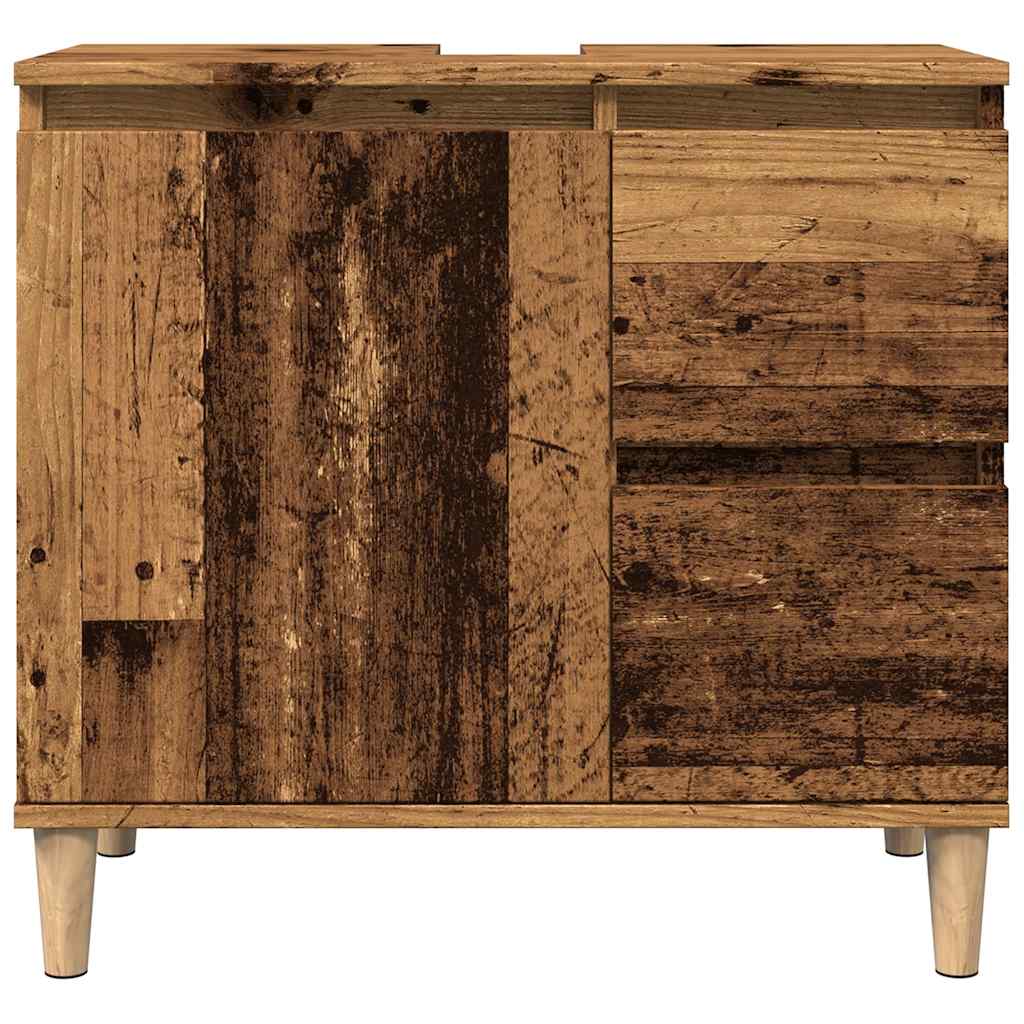 Armoire lavabo vieux bois 65x33x60 cm bois d’ingénierie - Meubles-lavabos de salle de bains