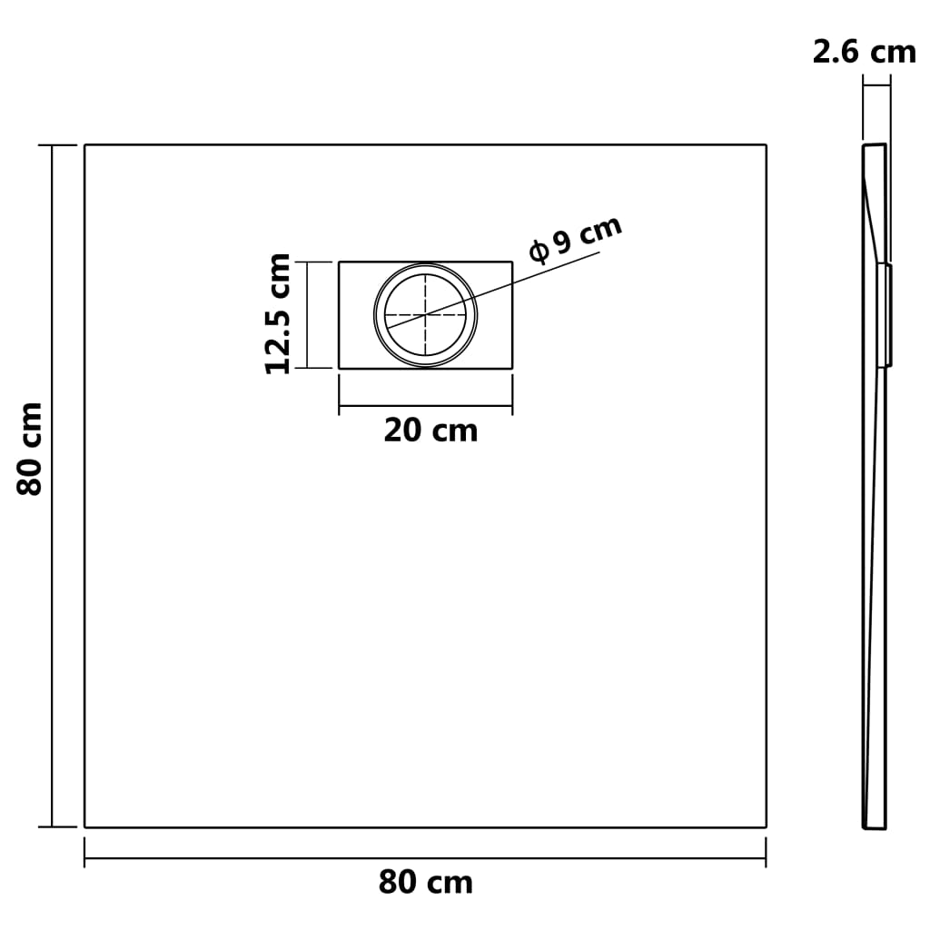 Bac de douche SMC Noir 80 x 80 cm - Bacs de douche