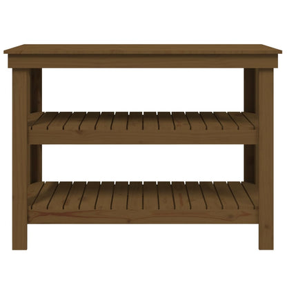 Banc de travail Marron miel 110,5x50x80 cm Bois de pin massif - Établis