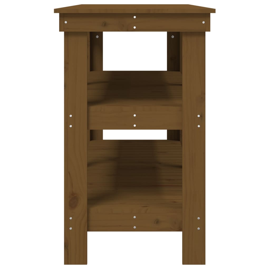 Banc de travail Marron miel 142,5x50x80 cm Bois de pin massif - Établis