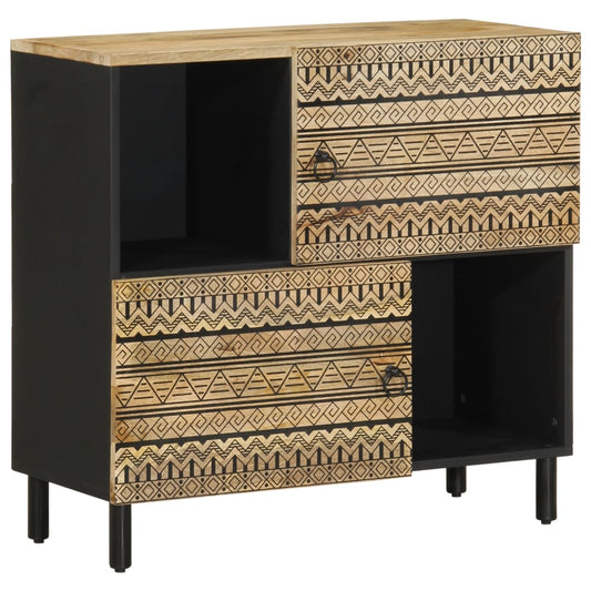 Buffet 80x33,5x75 cm bois de manguier brut massif - Fixations & meubles de rangement multimédia