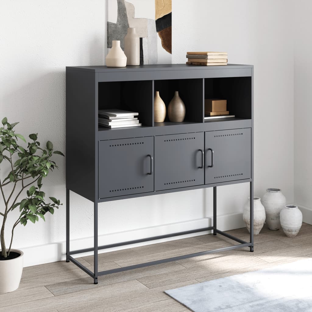 Buffet anthracite 100,5x39x107 cm acier - Buffets & bahuts