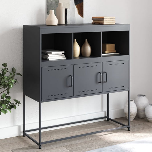 Buffet anthracite 100,5x39x107 cm acier - Buffets & bahuts