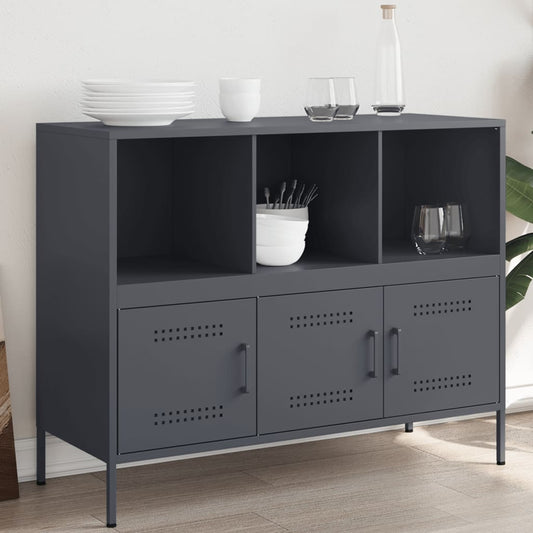 Buffet anthracite 100,5x39x79 cm acier - Buffets & bahuts