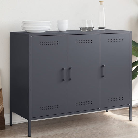 Buffet anthracite 100,5x39x79 cm acier - Buffets & bahuts