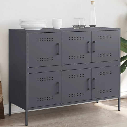 Buffet anthracite 100,5x39x79 cm acier - Buffets & bahuts