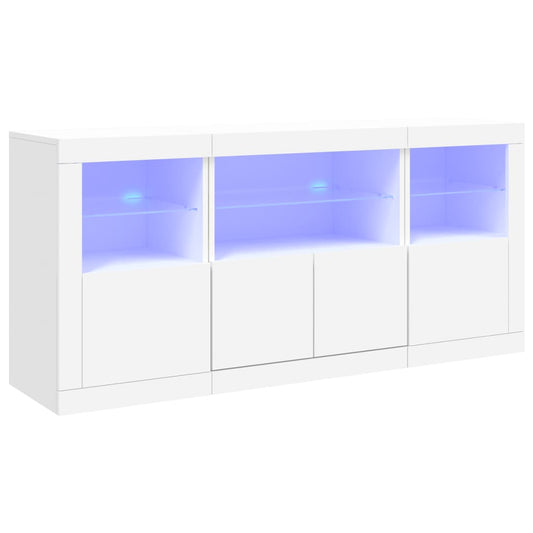 Buffet avec lumières LED blanc 142,5x37x67 cm - Buffets & bahuts