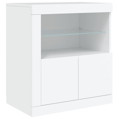 Buffet avec lumières LED blanc 162x37x67 cm - Buffets & bahuts