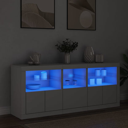 Buffet avec lumières LED blanc 162x37x67 cm - Buffets & bahuts