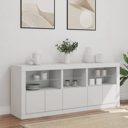 Buffet avec lumières LED blanc 162x37x67 cm - Buffets & bahuts