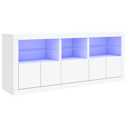 Buffet avec lumières LED blanc 162x37x67 cm - Buffets & bahuts