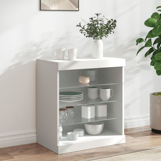 Buffet avec lumières LED blanc 60,5x37x67 cm - Buffets & bahuts