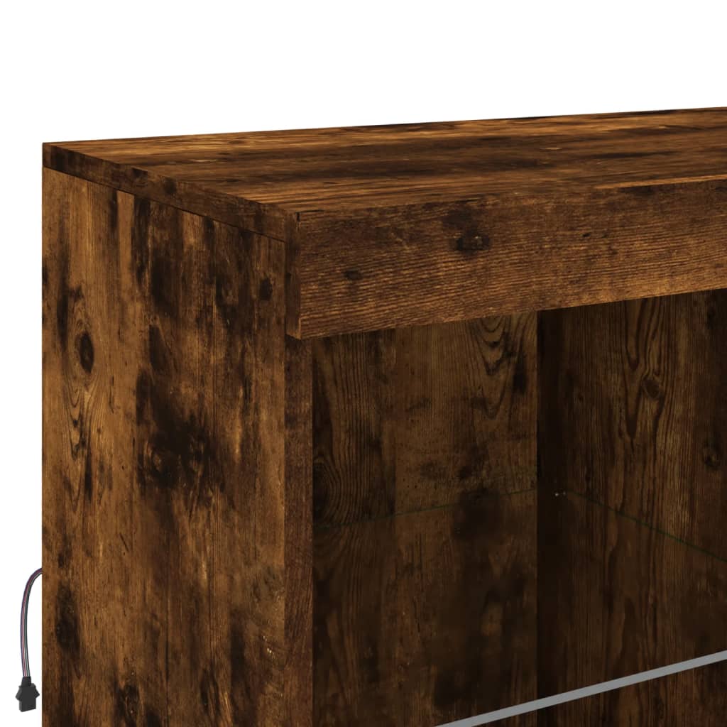 Buffet avec lumières LED chêne fumé 81x37x100 cm - Buffets & bahuts