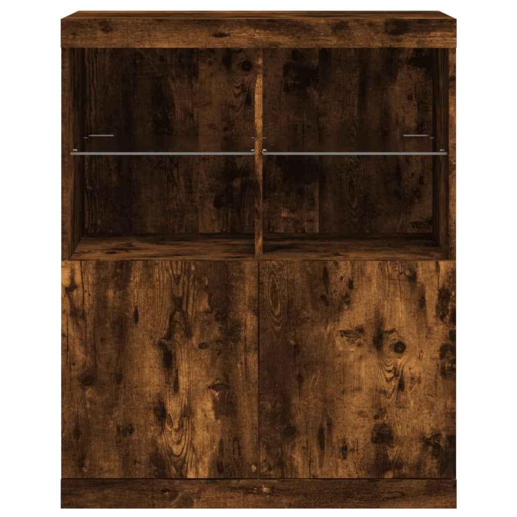 Buffet avec lumières LED chêne fumé 81x37x100 cm - Buffets & bahuts