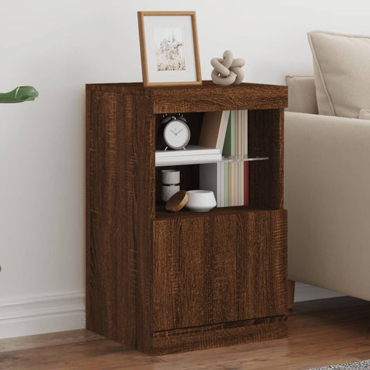 Buffet avec lumières LED chêne marron 41x37x67 cm - Buffets & bahuts