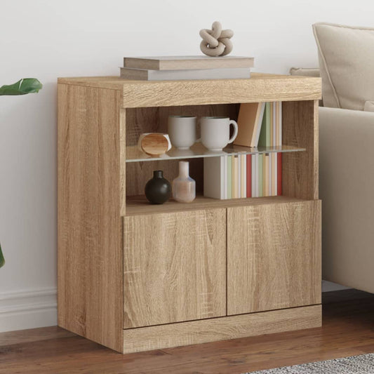Buffet avec lumières LED chêne sonoma 60x37x67 cm - Buffets & bahuts