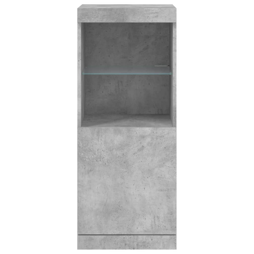 Buffet avec lumières LED gris béton 41x37x100 cm - Buffets & bahuts