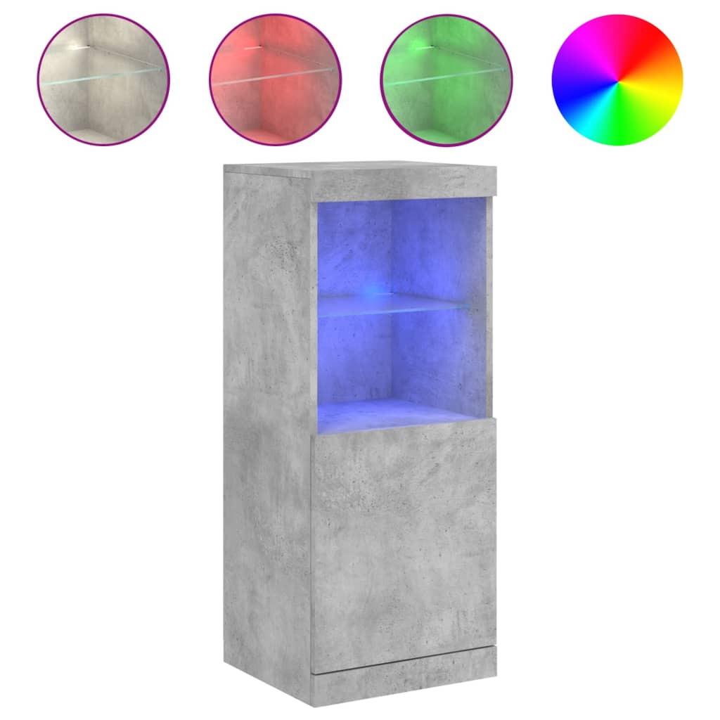 Buffet avec lumières LED gris béton 41x37x100 cm - Buffets & bahuts
