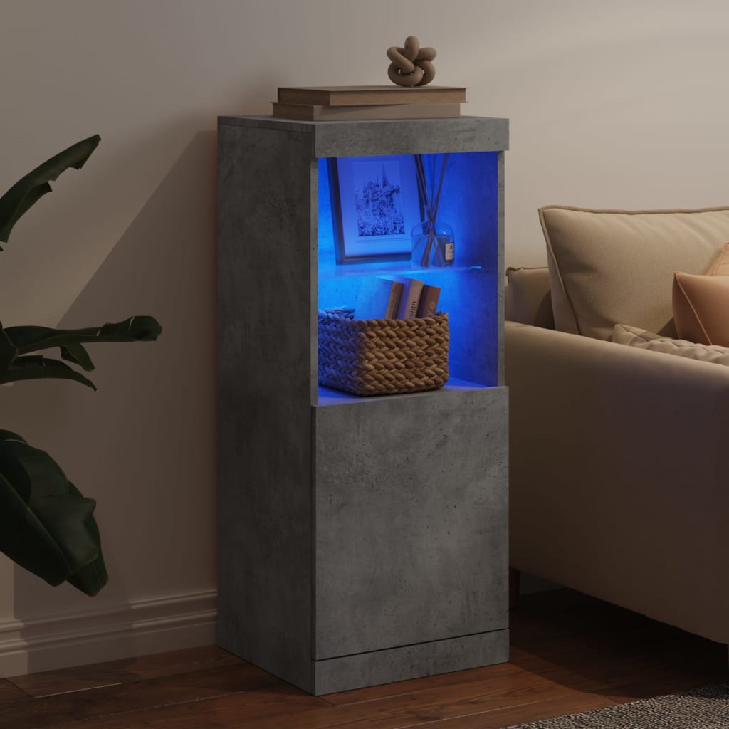 Buffet avec lumières LED gris béton 41x37x100 cm - Buffets & bahuts