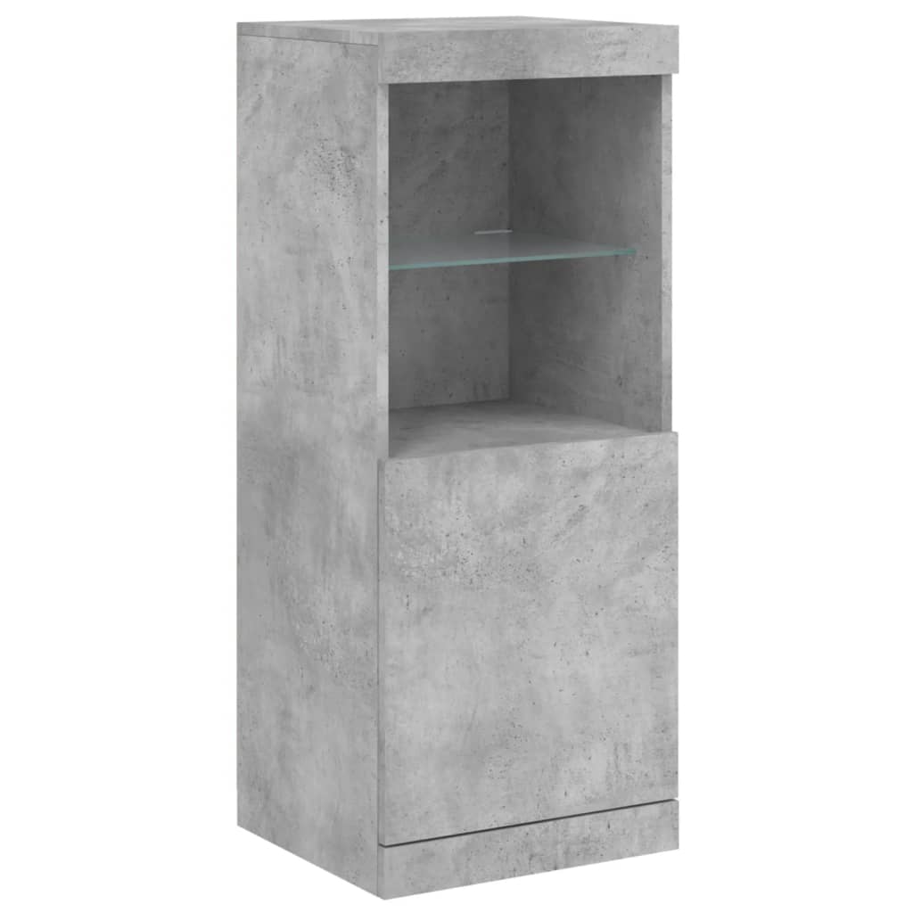 Buffet avec lumières LED gris béton 41x37x100 cm - Buffets & bahuts