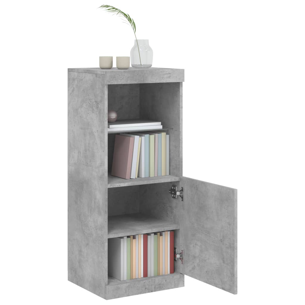 Buffet avec lumières LED gris béton 41x37x100 cm - Buffets & bahuts