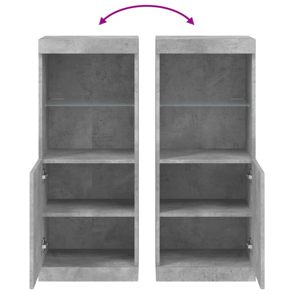 Buffet avec lumières LED gris béton 41x37x100 cm - Buffets & bahuts