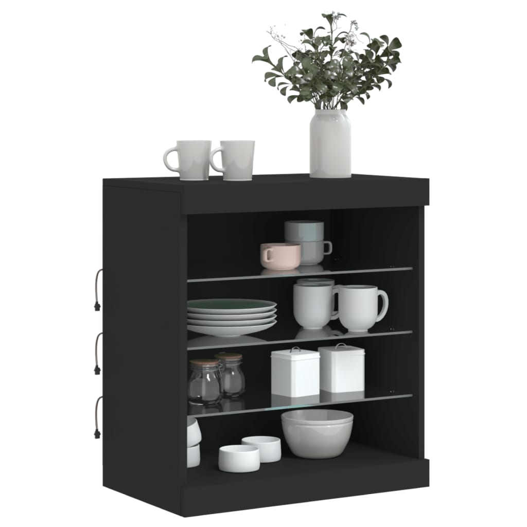 Buffet avec lumières LED noir 60,5x37x67 cm - Buffets & bahuts