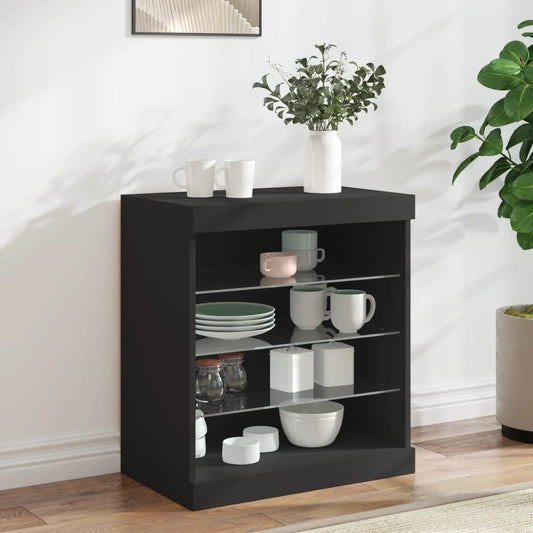 Buffet avec lumières LED noir 60,5x37x67 cm - Buffets & bahuts