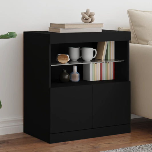 Buffet avec lumières LED noir 60x37x67 cm - Buffets & bahuts