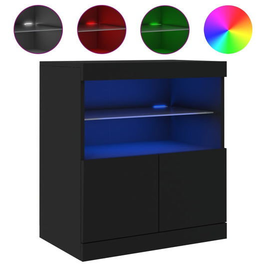Buffet avec lumières LED noir 60x37x67 cm - Buffets & bahuts