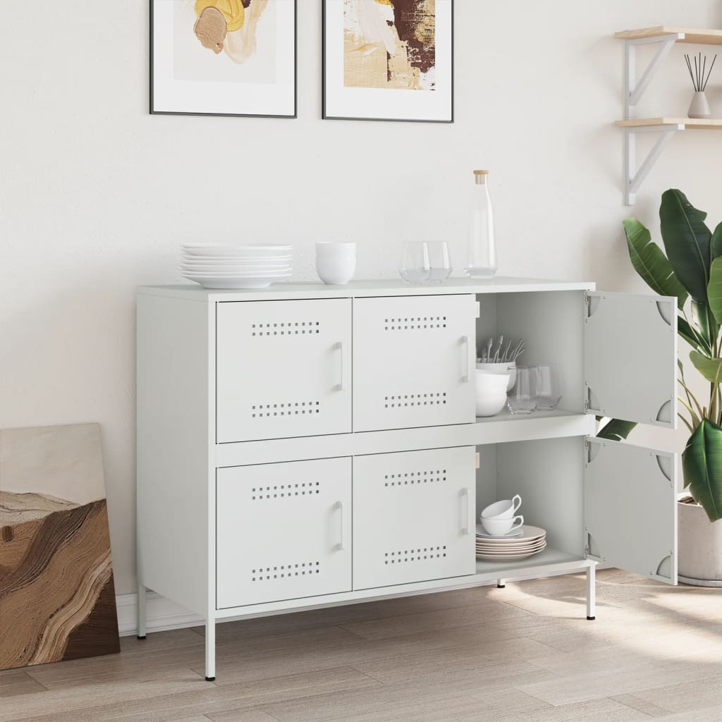 Buffet blanc 100,5x39x79 cm acier - Buffets & bahuts
