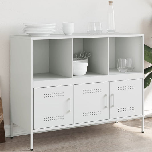Buffet blanc 100,5x39x79 cm acier - Buffets & bahuts