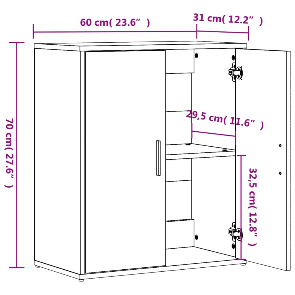 Buffet chêne fumé 60x31x70 cm bois d’ingénierie - Buffets & bahuts