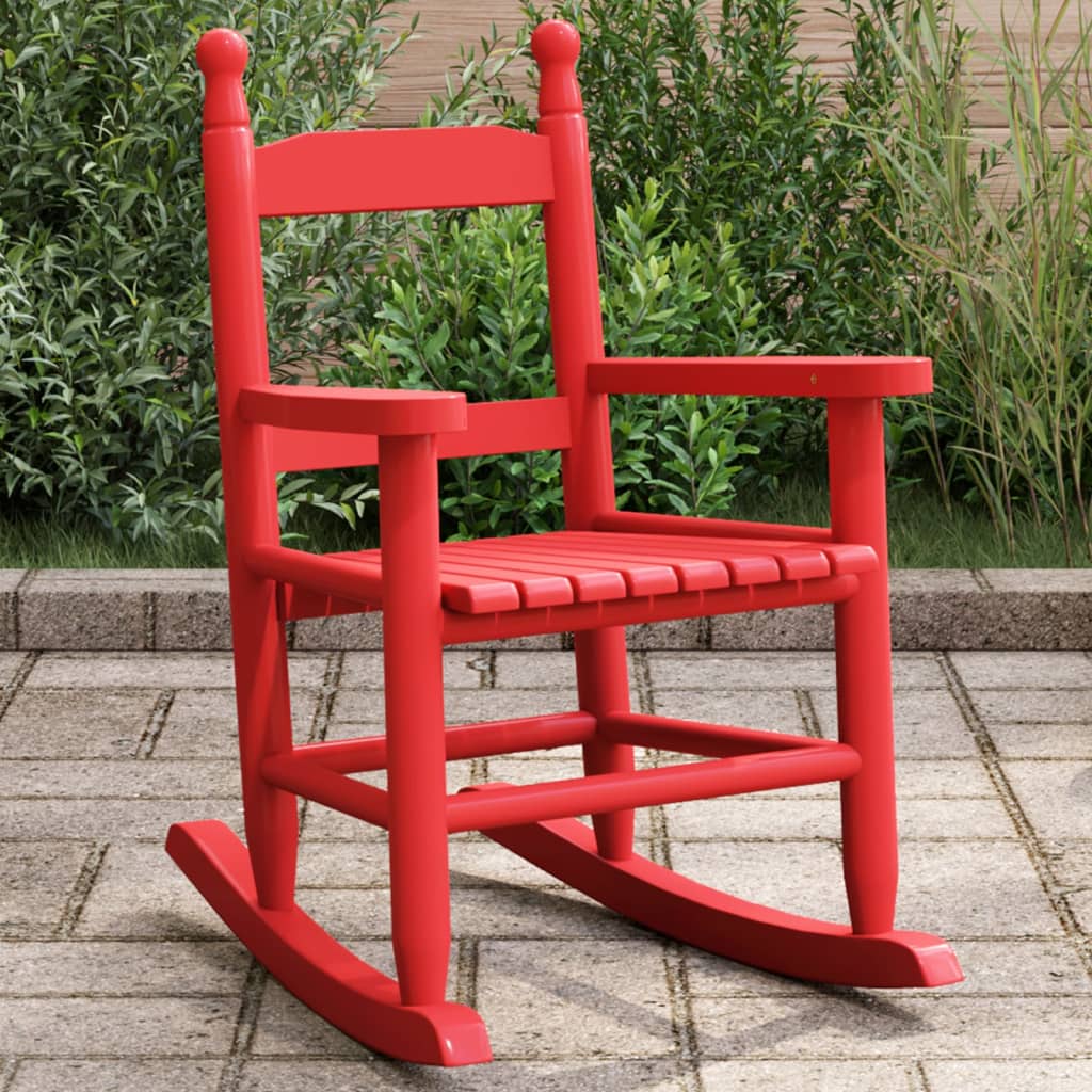Chaise à bascule enfants rouge bois de peuplier massif - Fauteuils à bascule