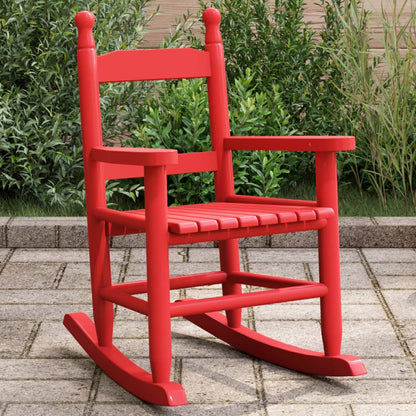Chaise à bascule enfants rouge bois de peuplier massif - Fauteuils à bascule