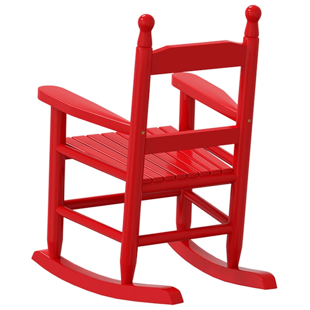 Chaise à bascule enfants rouge bois de peuplier massif - Fauteuils à bascule