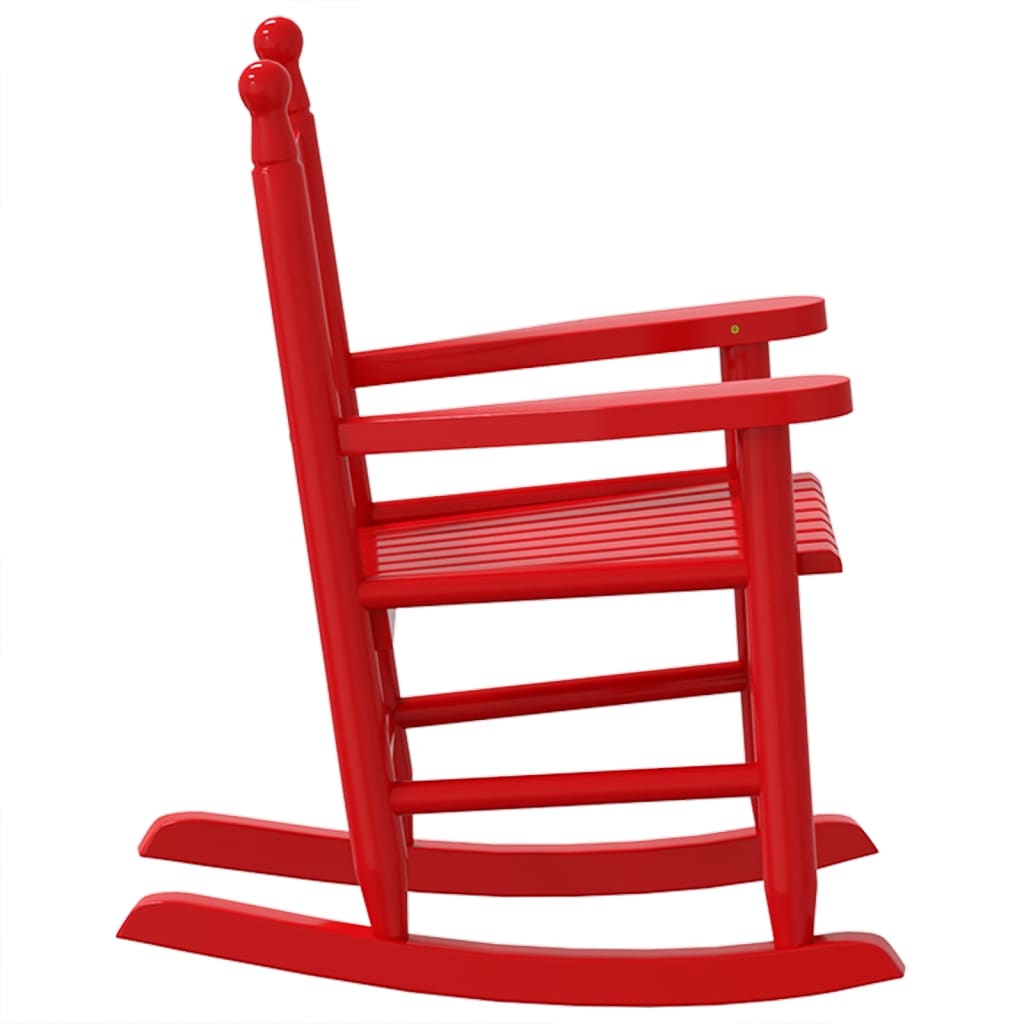 Chaise à bascule enfants rouge bois de peuplier massif - Fauteuils à bascule
