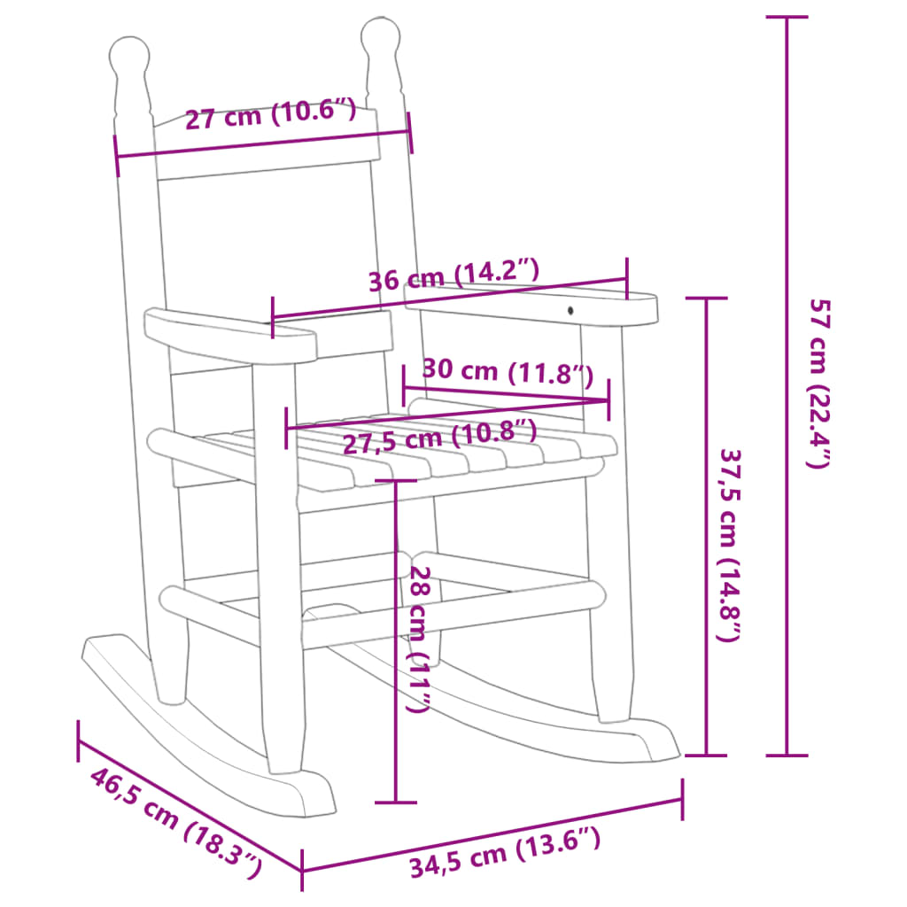 Chaise à bascule enfants rouge bois de peuplier massif - Fauteuils à bascule