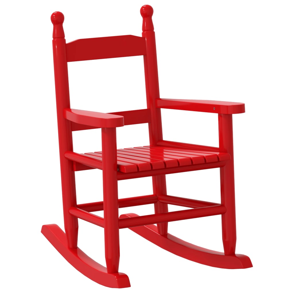 Chaise à bascule enfants rouge bois de peuplier massif - Fauteuils à bascule