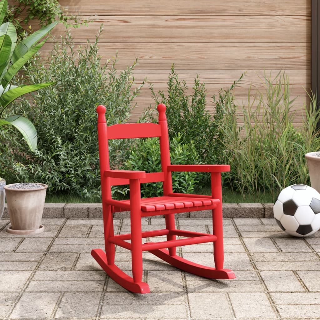 Chaise à bascule enfants rouge bois de peuplier massif - Fauteuils à bascule