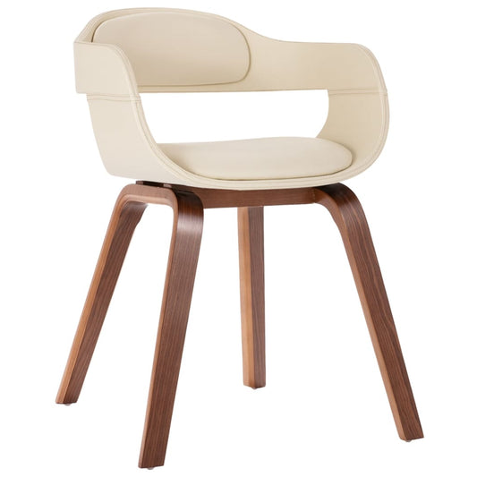 Chaise de salle à manger Blanc Bois courbé et similicuir - Chaises de cuisine