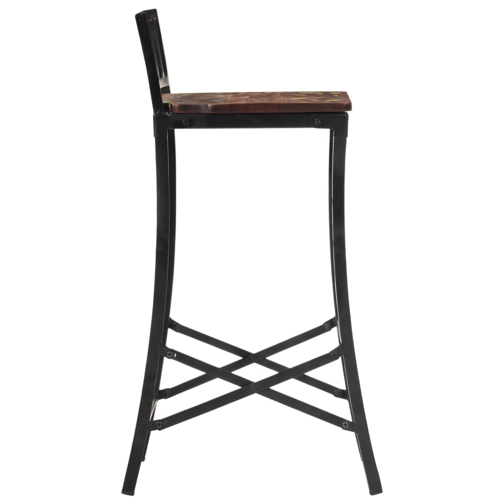 Chaises de bar lot de 2 bois de récupération massif - Tabourets de bar