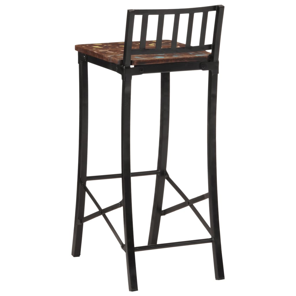 Chaises de bar lot de 2 bois de récupération massif - Tabourets de bar