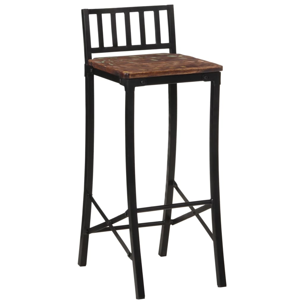 Chaises de bar lot de 2 bois de récupération massif - Tabourets de bar