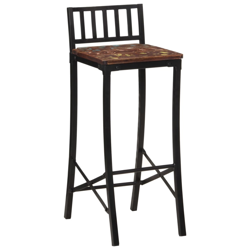 Chaises de bar lot de 2 bois de récupération massif - Tabourets de bar